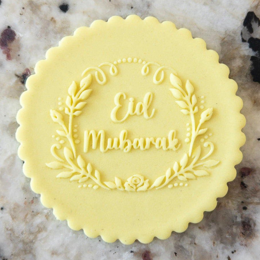 Eid Mubarak With Rose Wreath 24 POPup Embosser Cookie Biscuit Stamp    Ramadan Eid