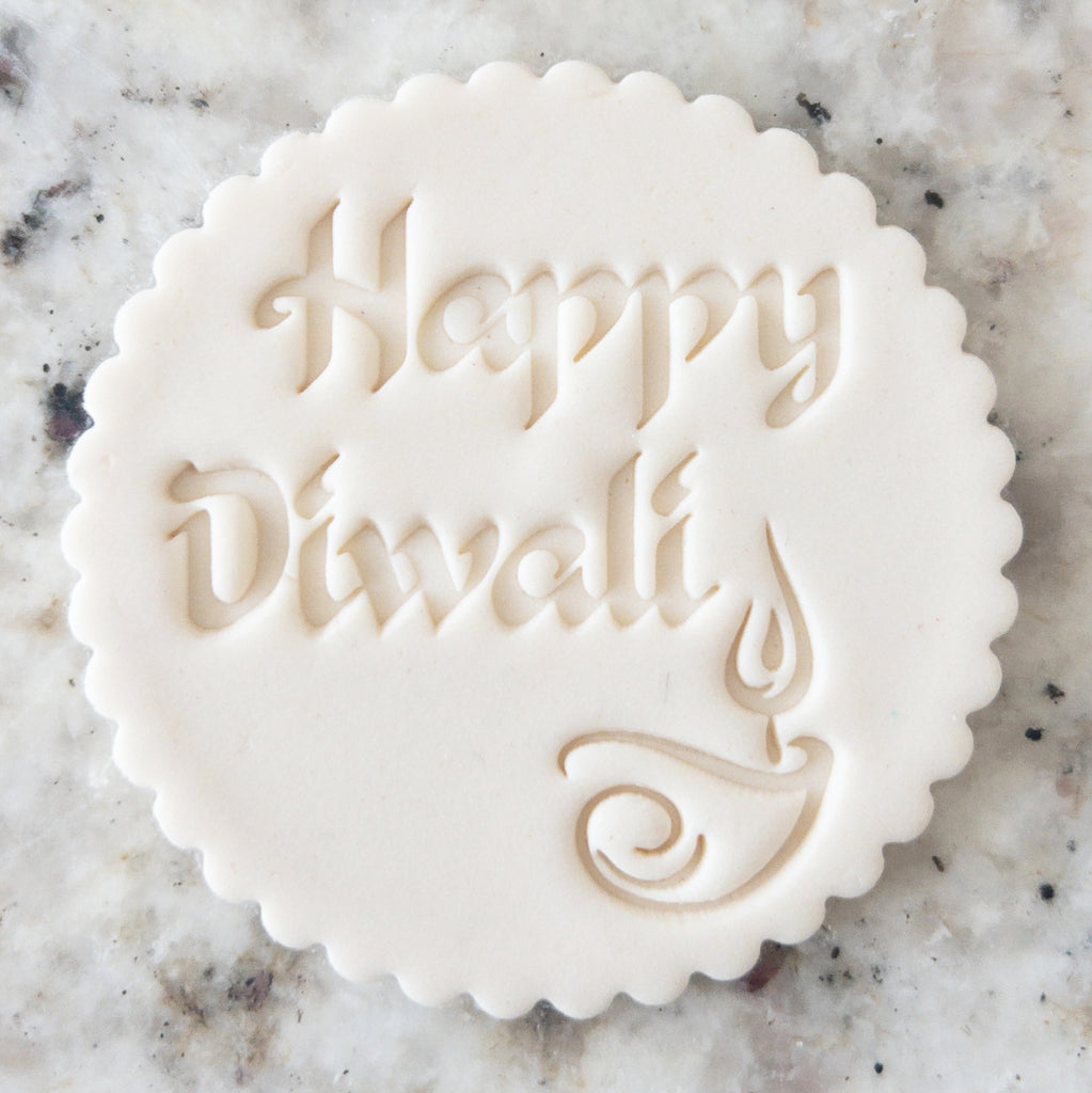Happy Diwali with Diya Cookie Biscuit Embosser Stamp Hindu
