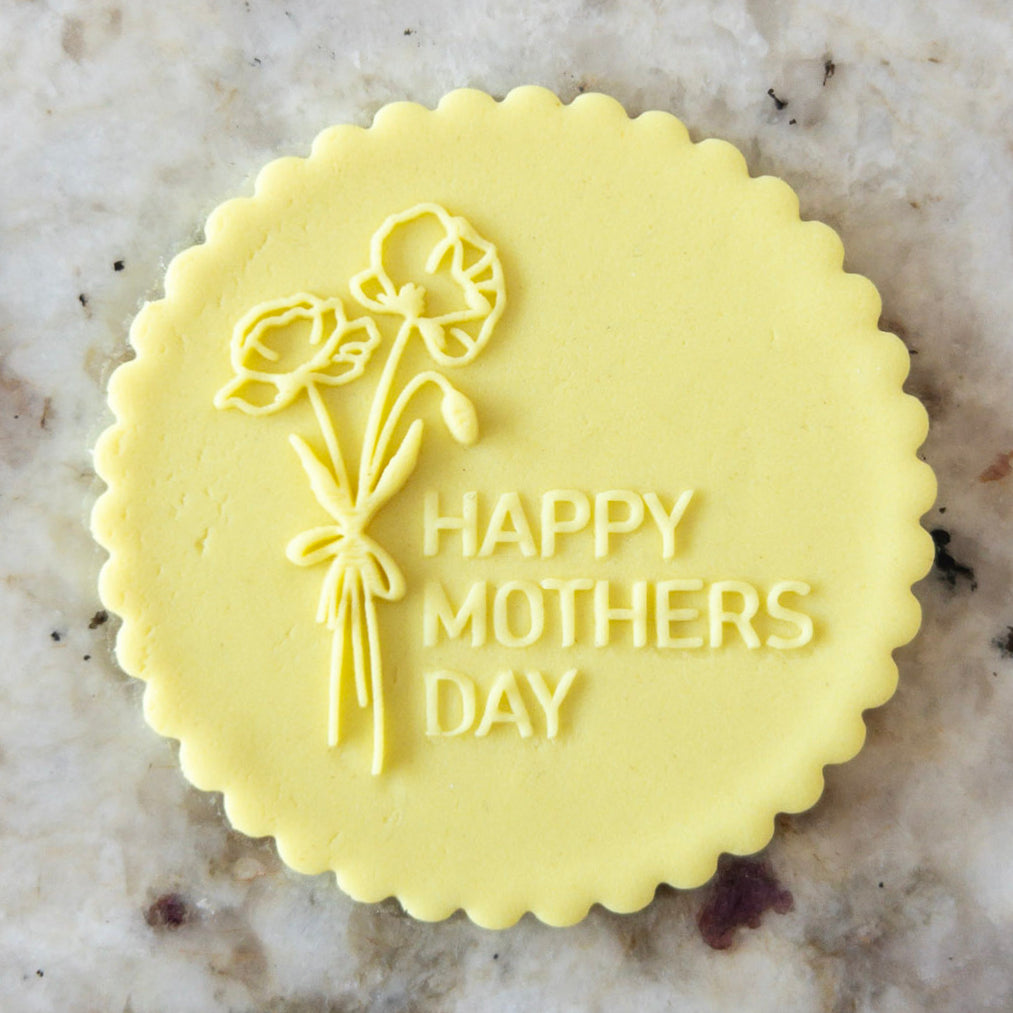 Happy Mothers Day With Flower Stems POPup Embosser Cookie Biscuit Stamp    Mothers Day