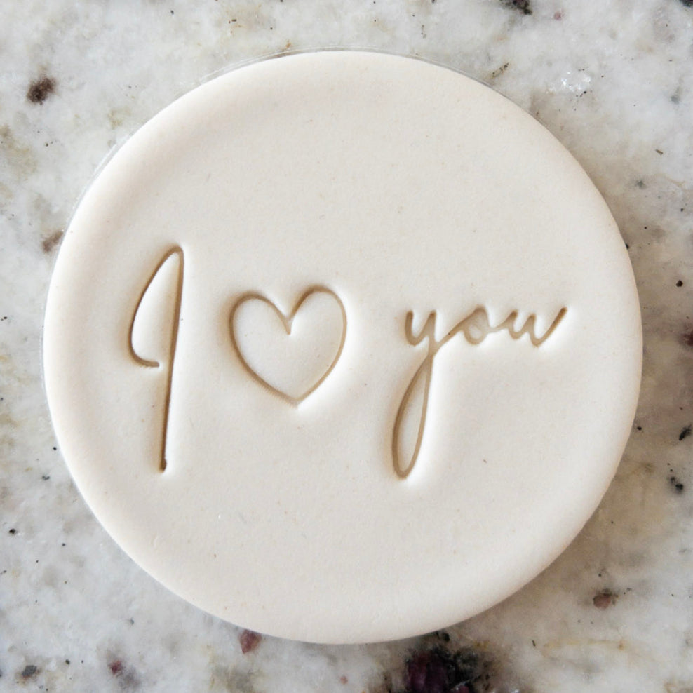 I Love You With Heart Biscuit Stamp    Embosser Valentines Day