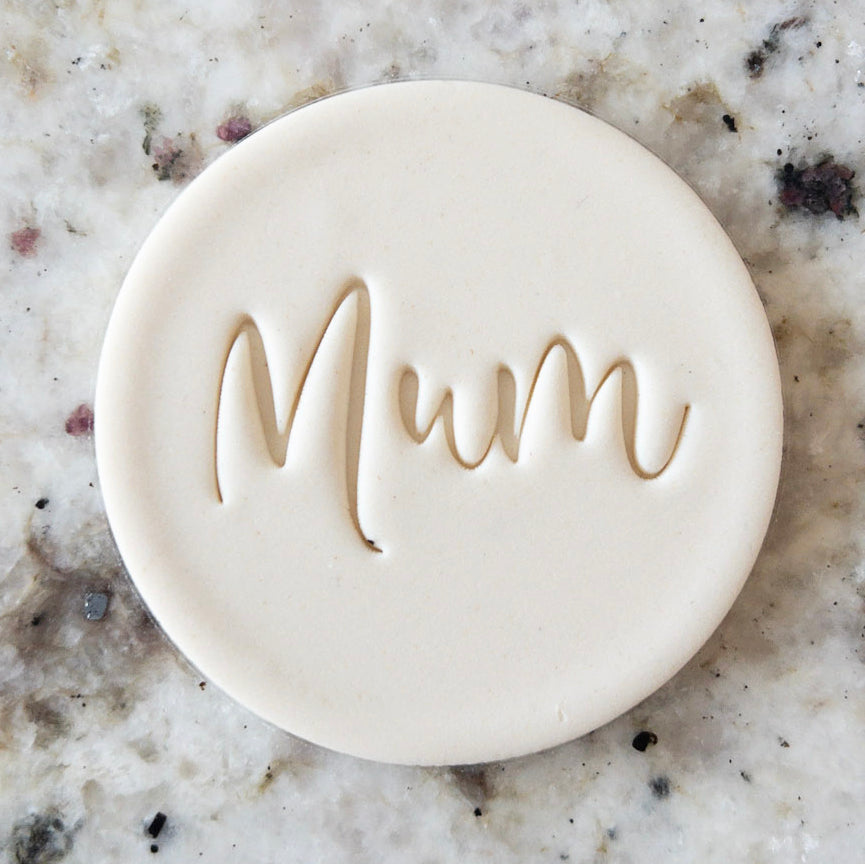 Mum Curly Font Cookie Biscuit Stamp  Mothers Day Clay