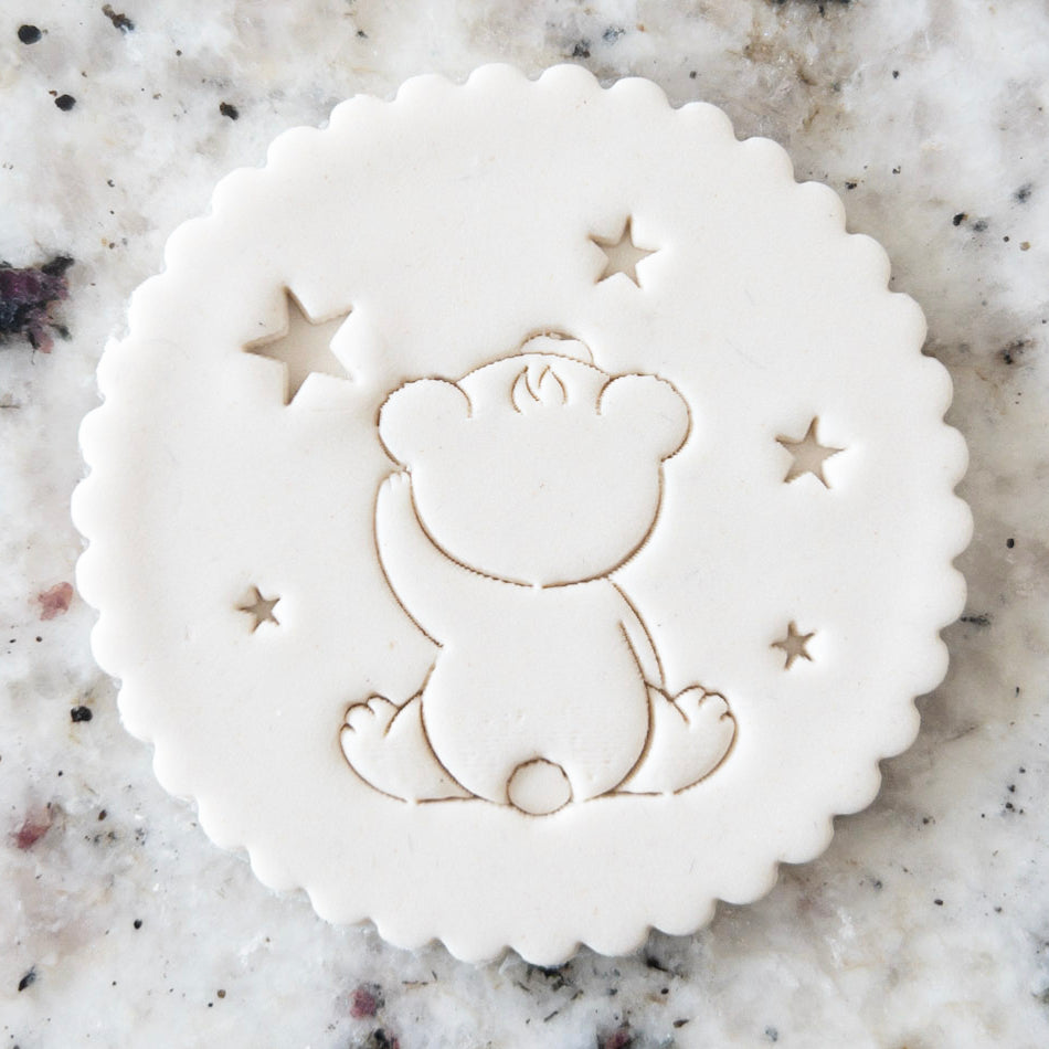 Teddy with Stars Cookie Biscuit Stamp Baby Shower Clay