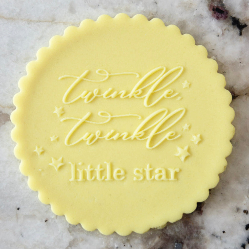 Twinkle Twinkle With Stars Script POPup Embosser Cookie Biscuit Stamp
