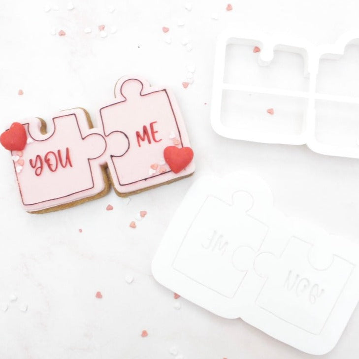 You Me Puzzle Cookie POPup Embosser Stamp & Cutter  Biscuit  Valentines Day