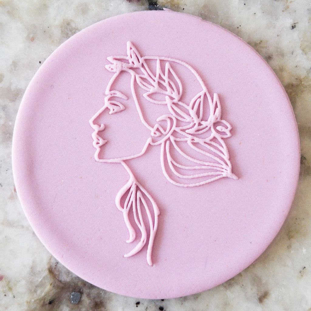 Face with Floral Headband Cookie Biscuit POPup Stamp