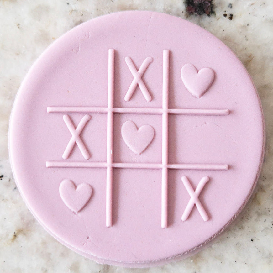 Hearts and Crosses Tic Tac Toc Embosser Cookie Biscuit Stamp Valentines Day