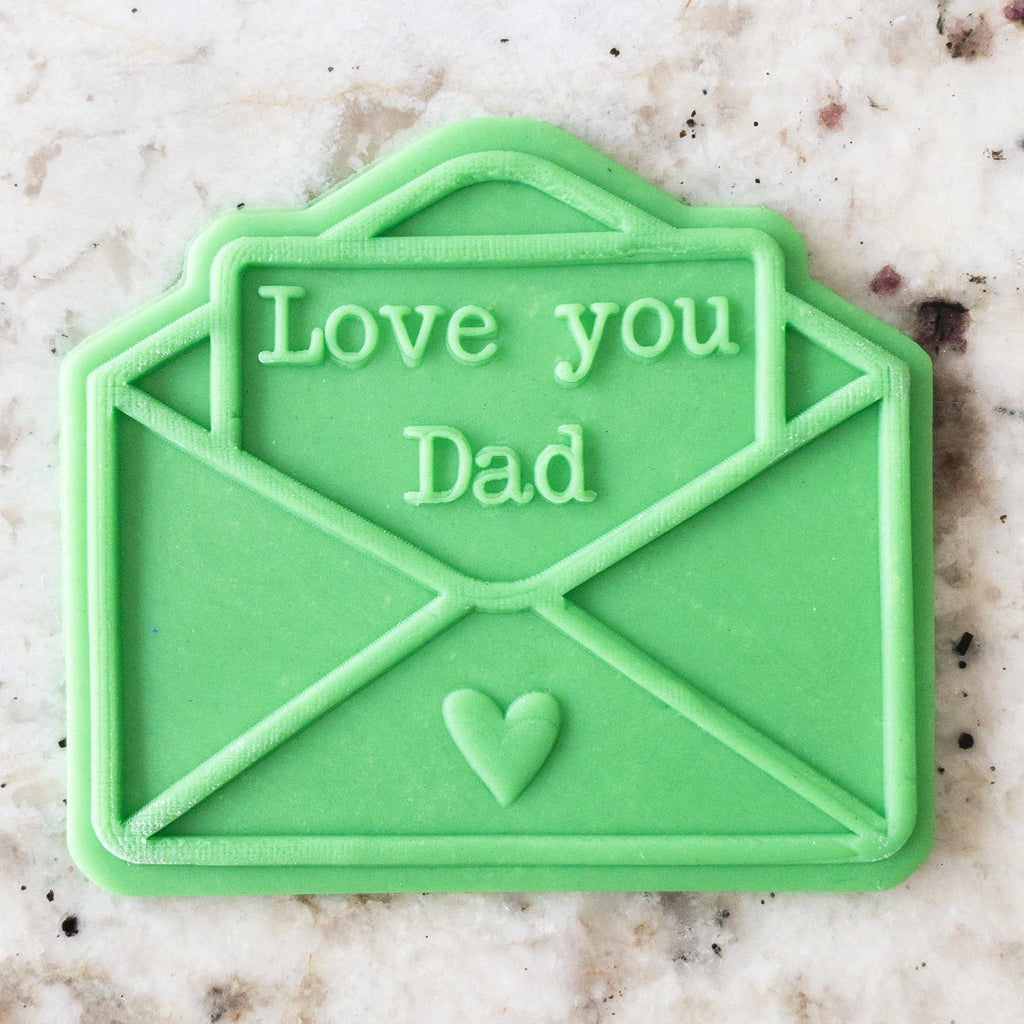 Love You Dad Envelope Biscuit Cookie POPup Embosser Stamp & Cutter  Fathers Day