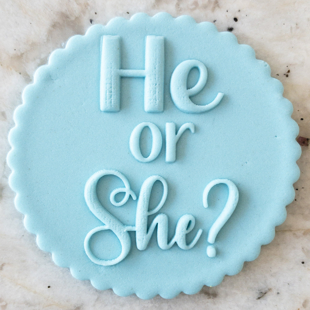 He Or She? POPup Embosser Cookie Biscuit Stamp    Baby Shower Gender