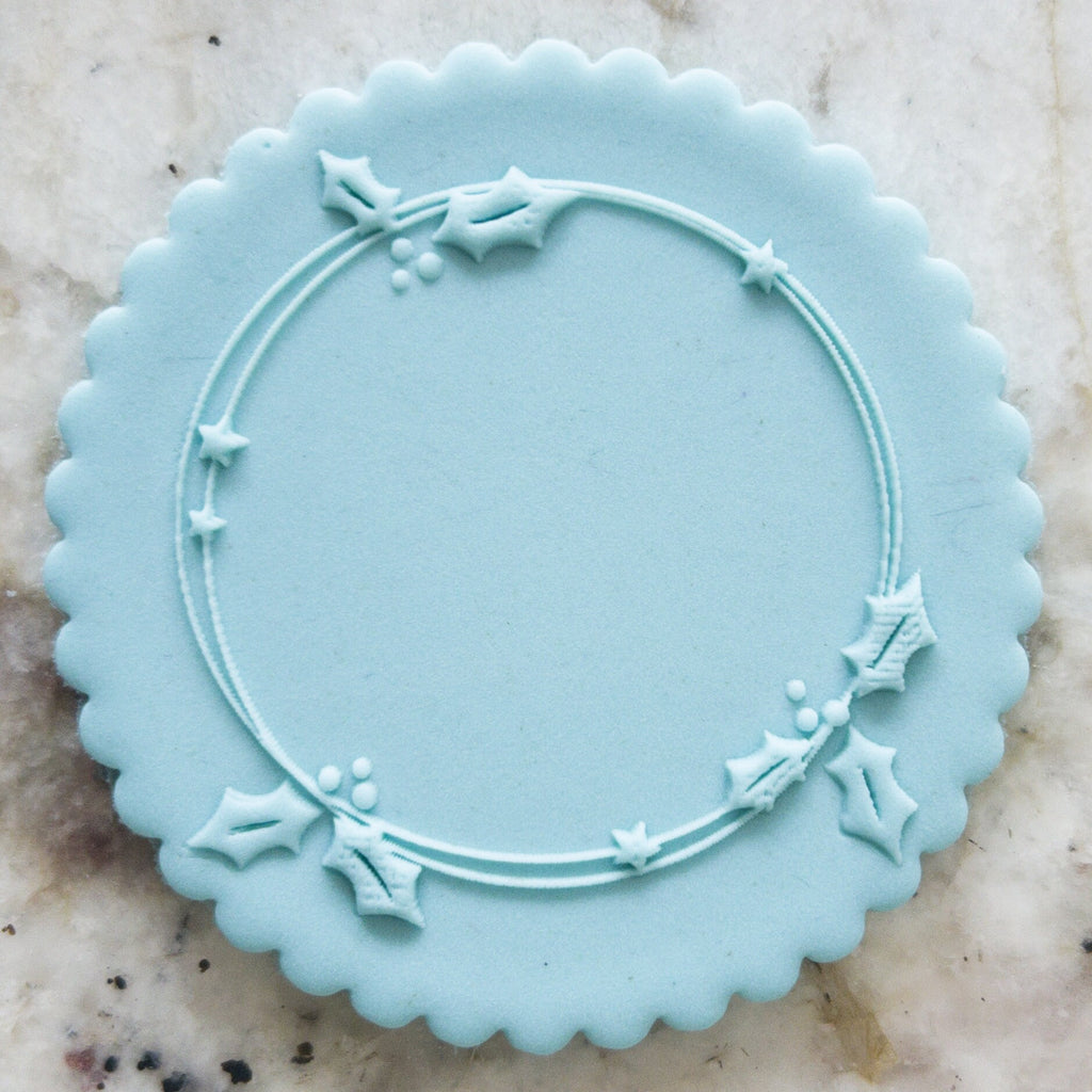 Holly Wreath POPup Embosser Cookie Biscuit Stamp Christmas