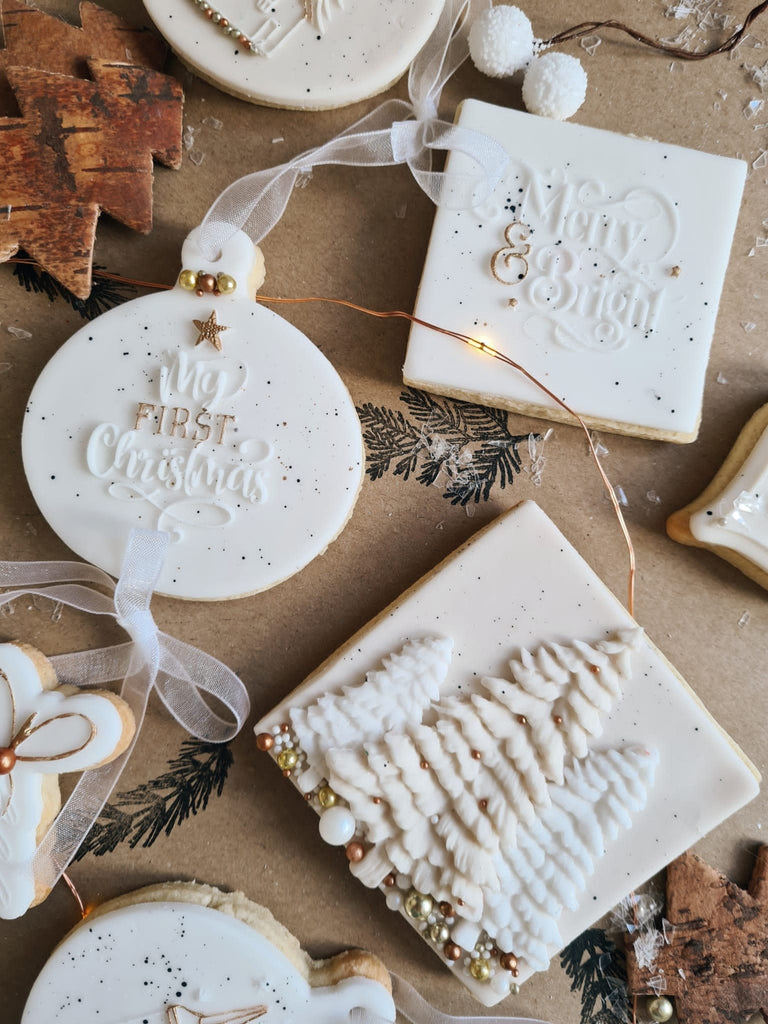 Merry and Bright POPup Embosser Cookie Biscuit Stamp    Christmas