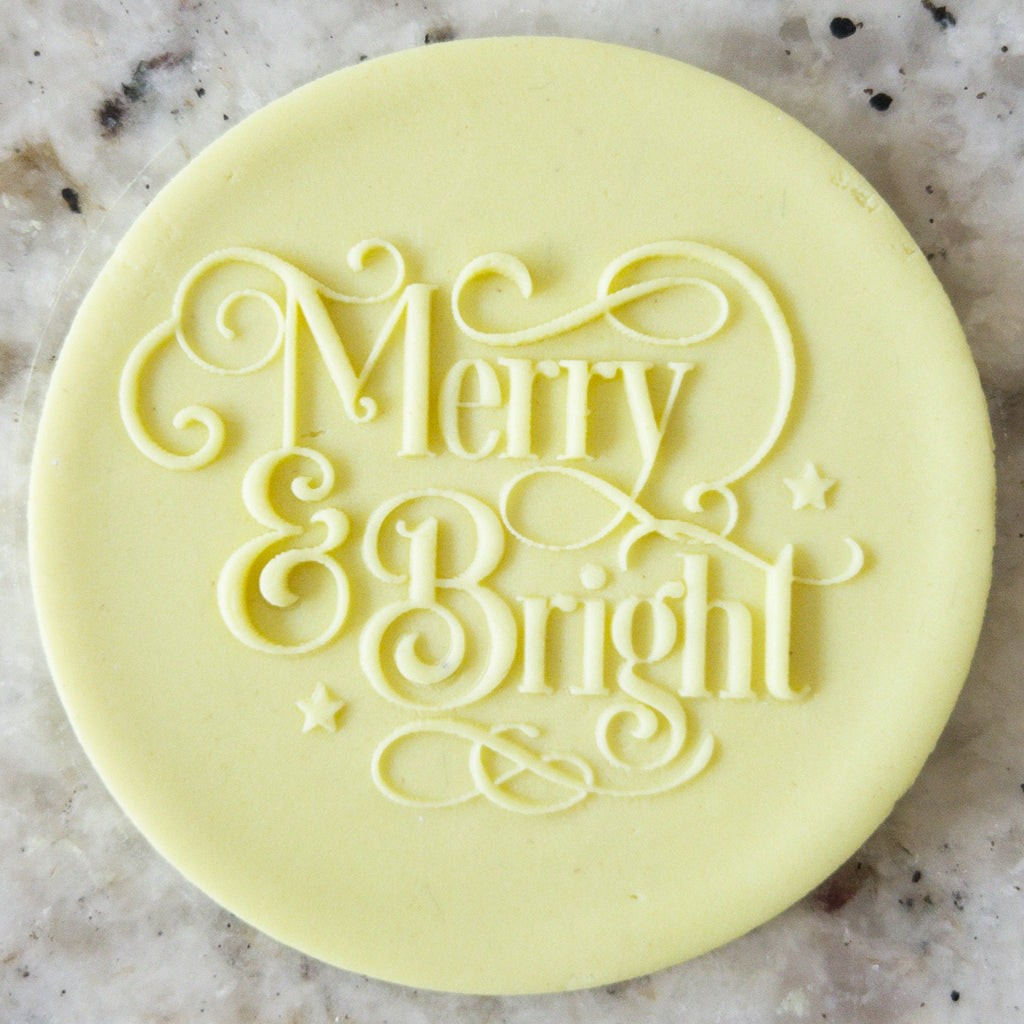Merry and Bright POPup Embosser Cookie Biscuit Stamp    Christmas