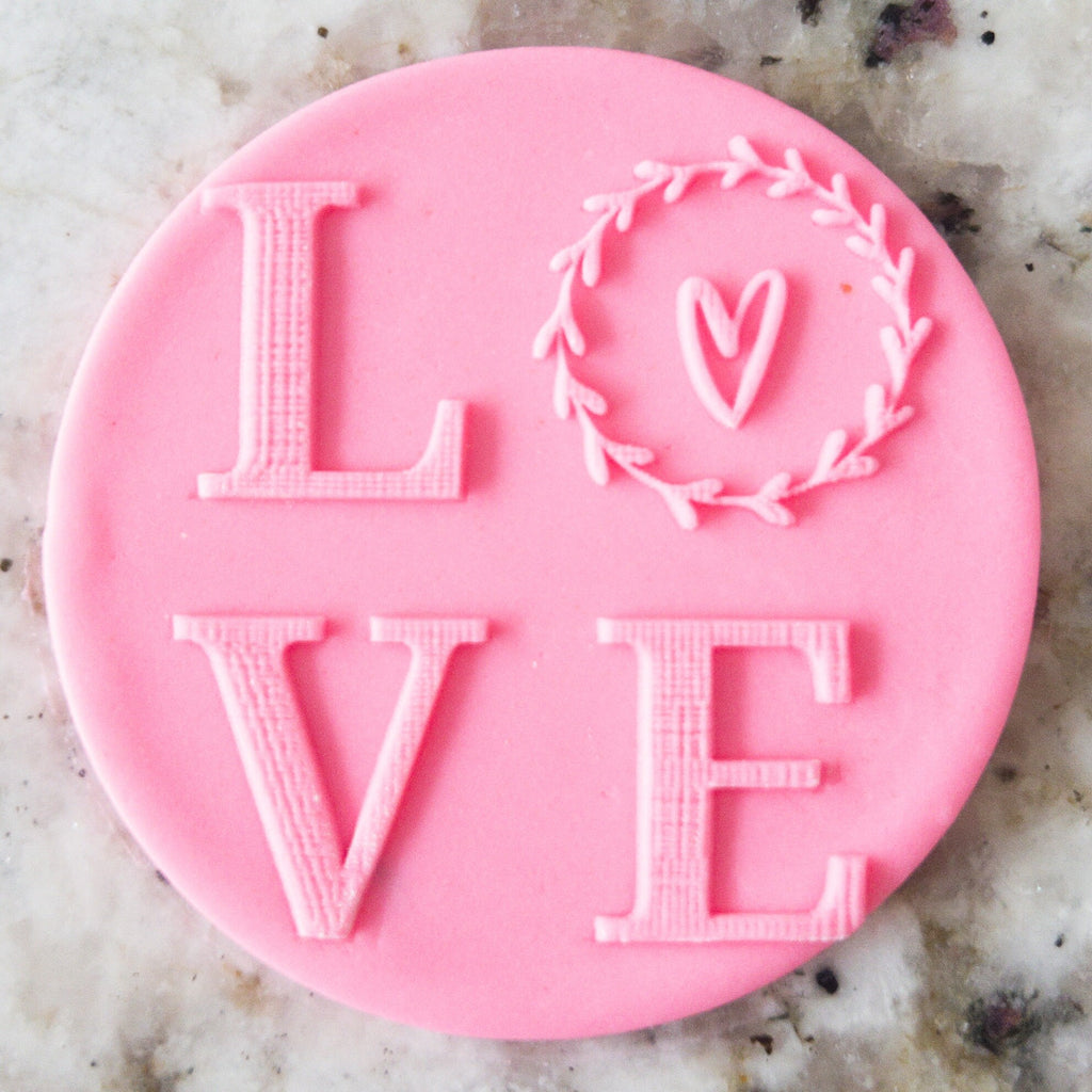 Love Letters with Wreath POPup Embosser Cookie Biscuit Stamp    Valentines Day