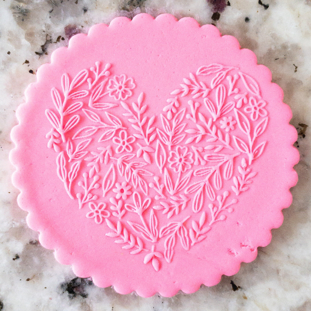 Floral Detail Heart POPup Embosser Cookie Biscuit Stamp    Valentines Day