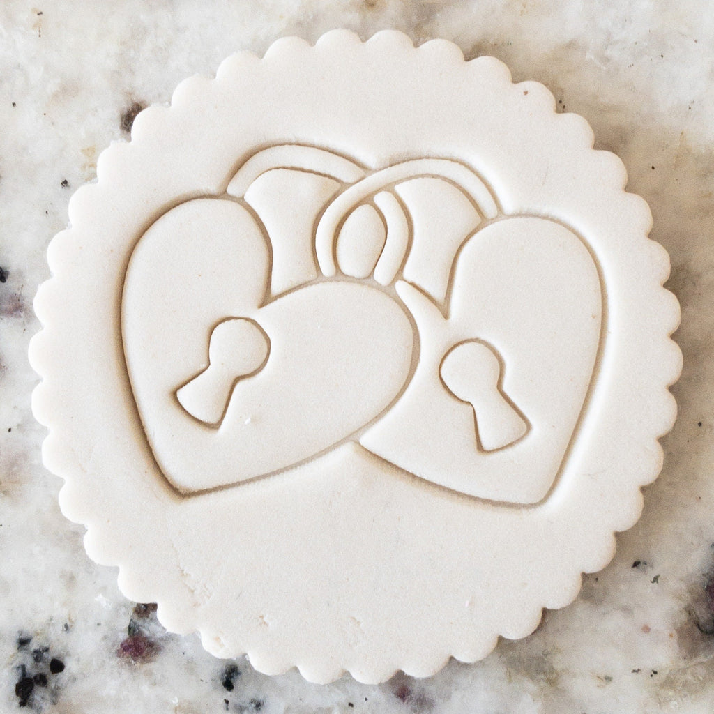 Heart Padlocks Cookie Biscuit Stamp    Embosser Valentines Day