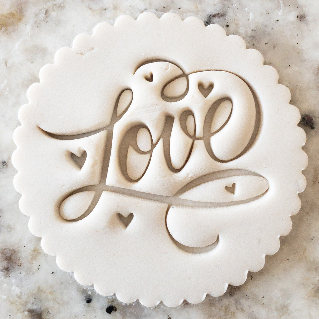 Love Fancy with Hearts Biscuit Stamp    Embosser Valentines Day