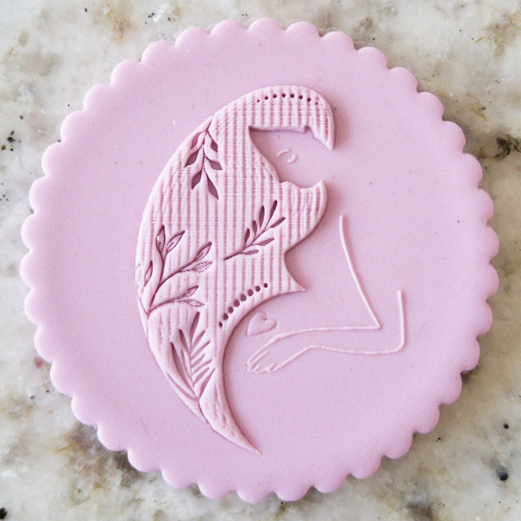 Pregnant with Big Leaf Hair POPup Embosser Cookie Biscuit Stamp    Mothers Day