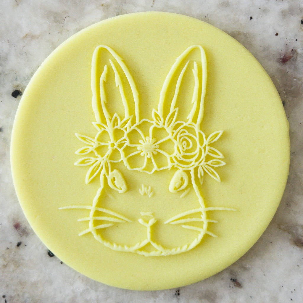 Floral Bunny Face POPup Embosser Cookie Biscuit Stamp    Easter