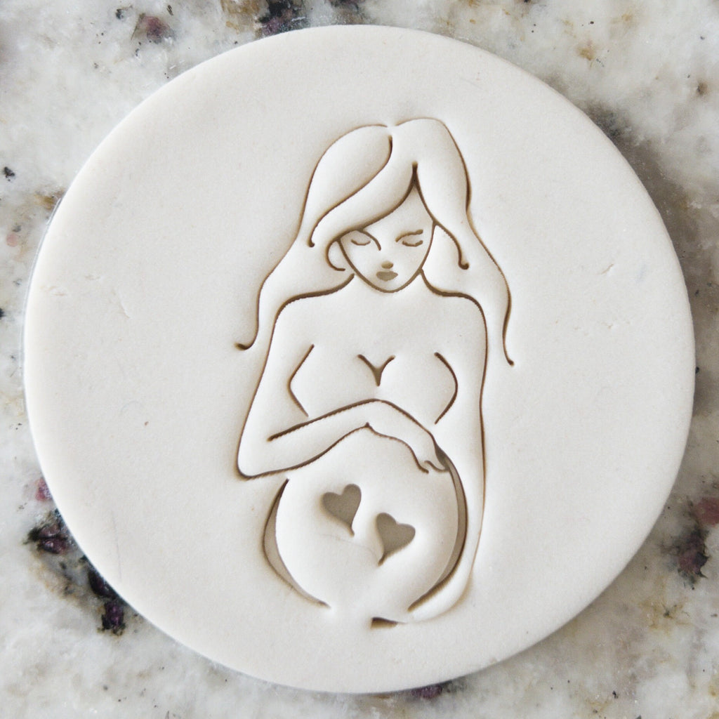 Pregnancy Double Heart Cookie Biscuit Stamp    Twins