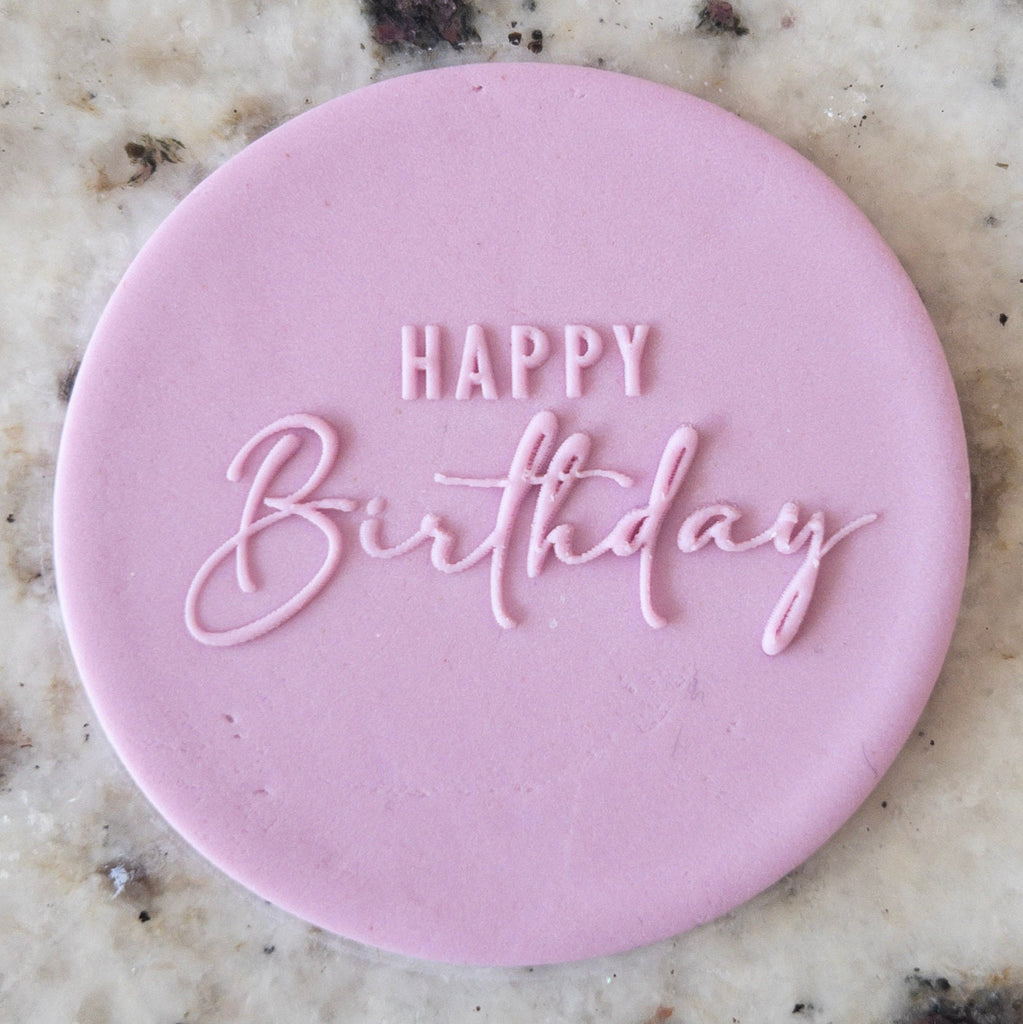 Happy Birthday Mixed Font 2 POPup Embosser Cookie Biscuit Stamp