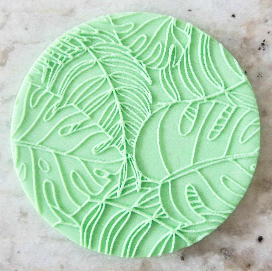 Jungle Palm Leaf Pattern POPup Embosser Cookie Biscuit Stamp