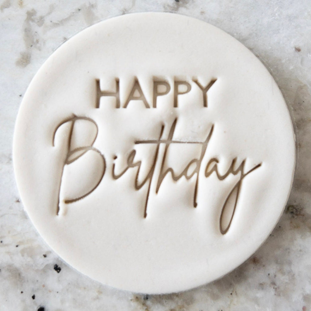 Happy Birthday Mixed Font 2 Cookie Biscuit Stamp    Clay