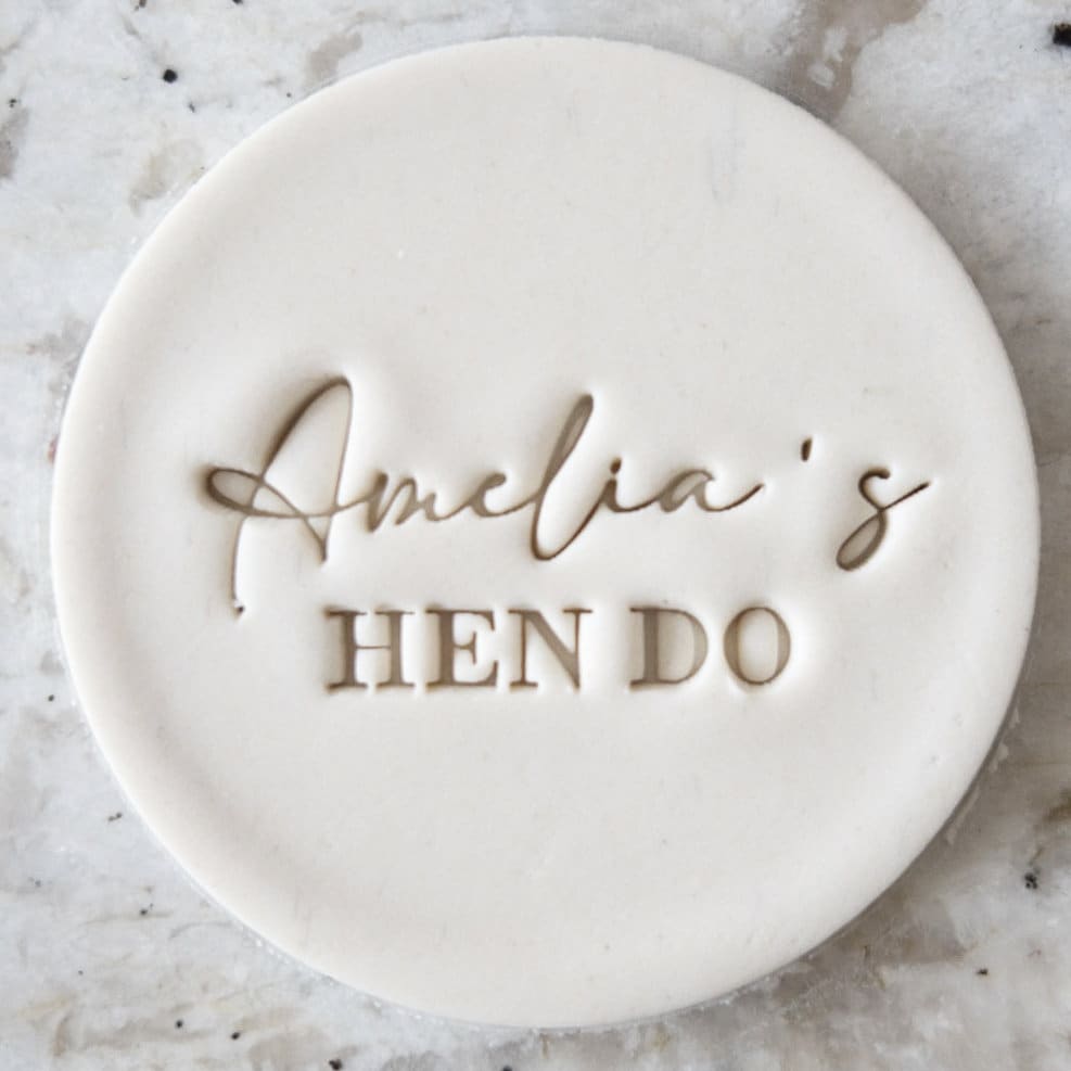 CUSTOM Name Hen Do Cookie Biscuit Stamp    Clay