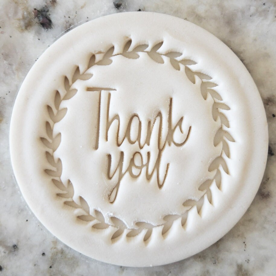 Thank You Wreath Cookie Biscuit Stamp    Clay