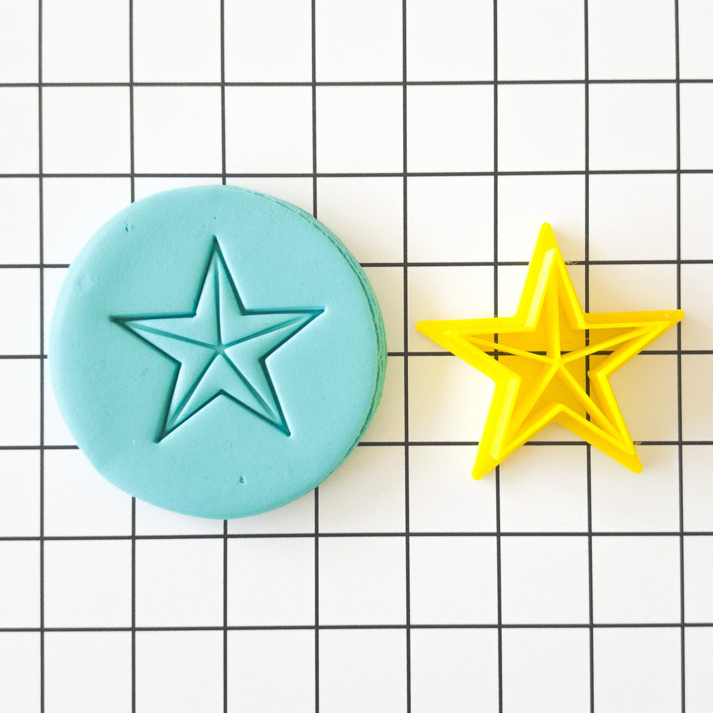 Lined Star Polymer Clay Cookie Biscuit Stamp Cutter
