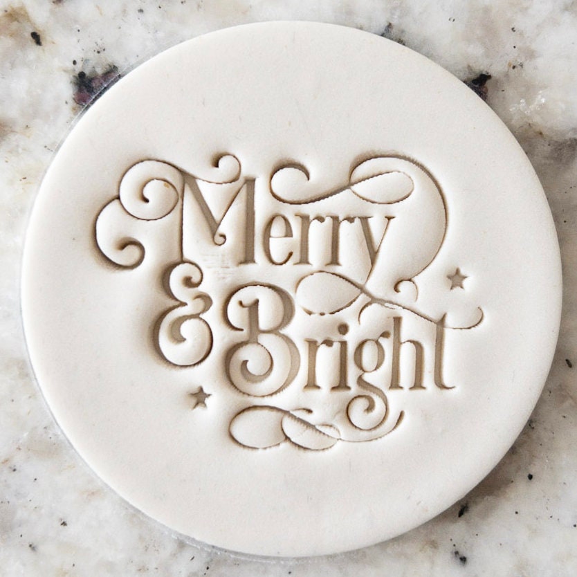 Merry and Bright Cookie Biscuit Stamp Christmas