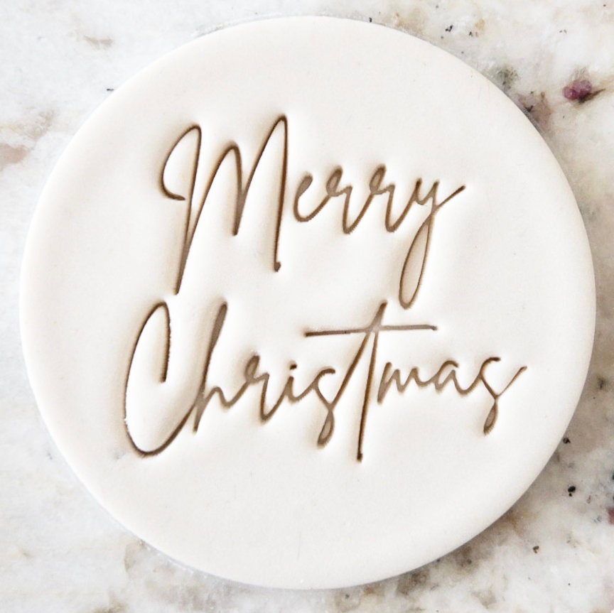 Merry Christmas Script Cookie Biscuit Stamp Christmas