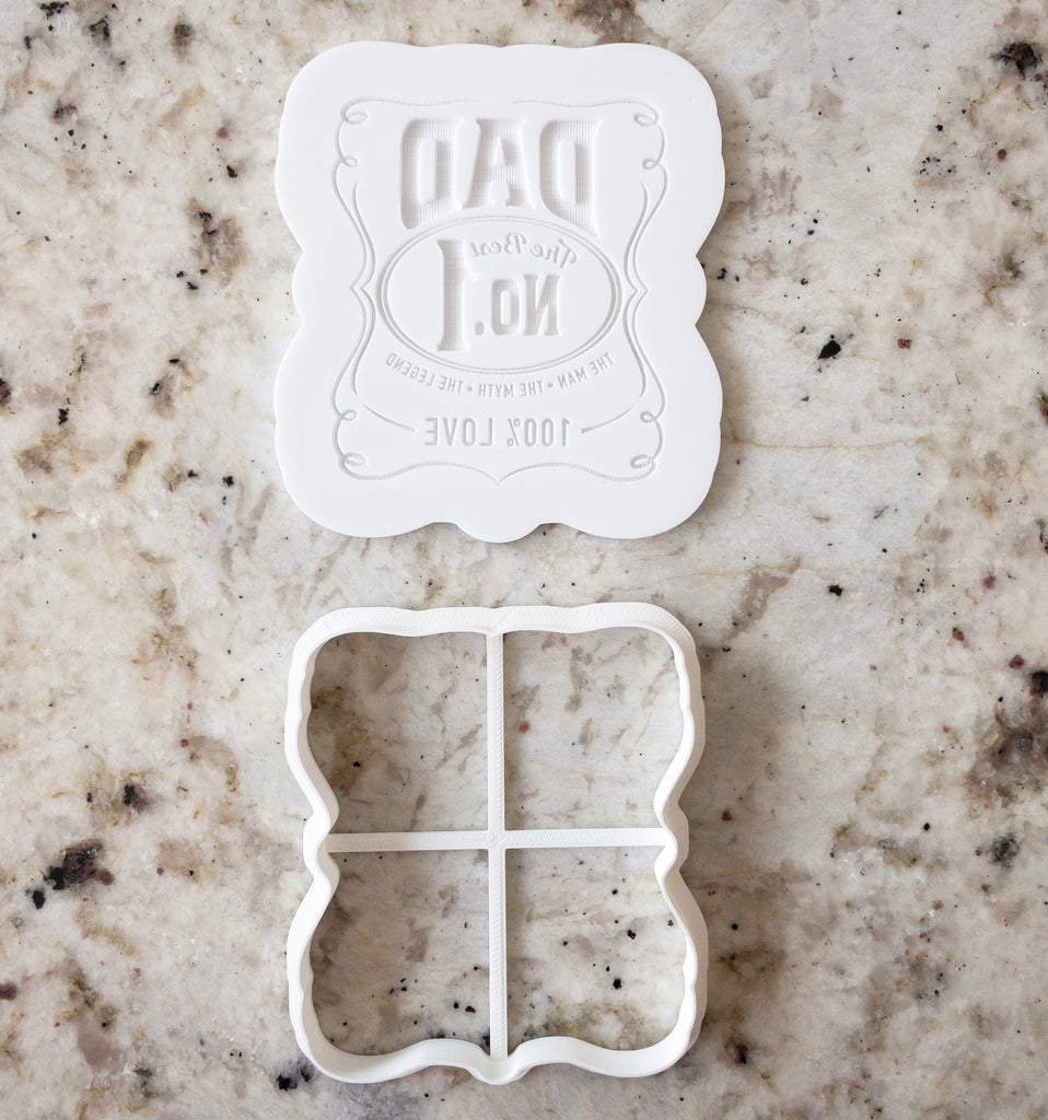 DAD JD Label Fathers Day Biscuit Cookie Fondant POPup & Cutter