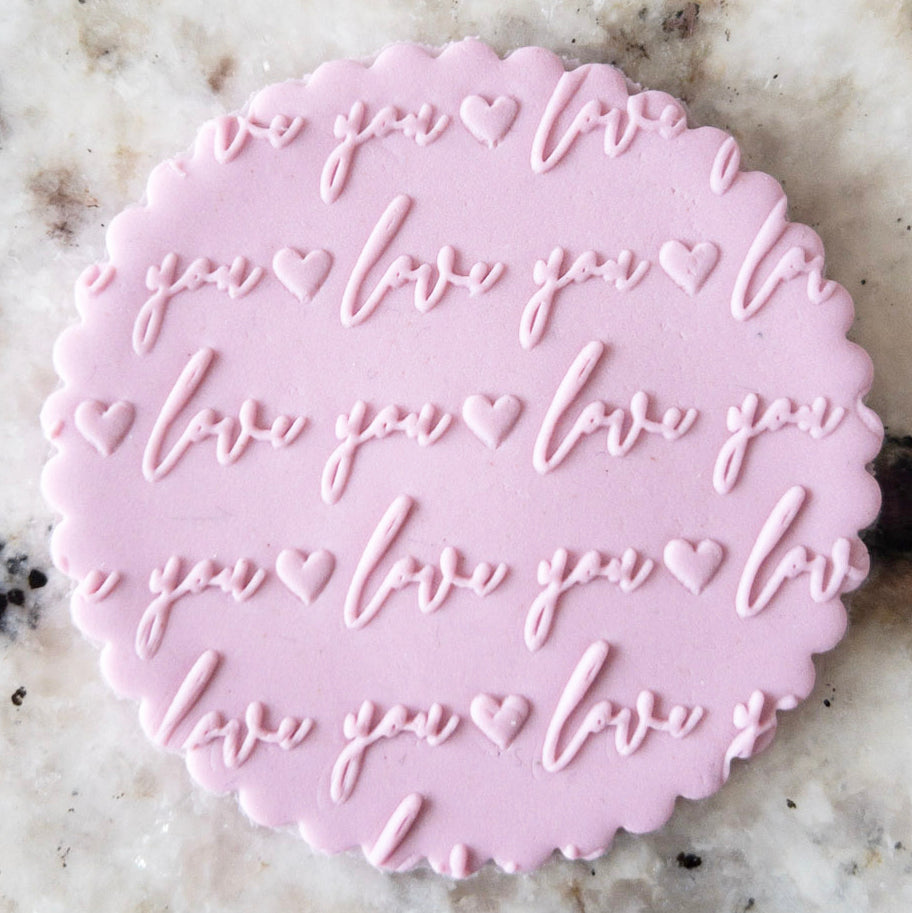 Love You Heart Pattern POPup Embosser Cookie Biscuit Stamp Valentines Day